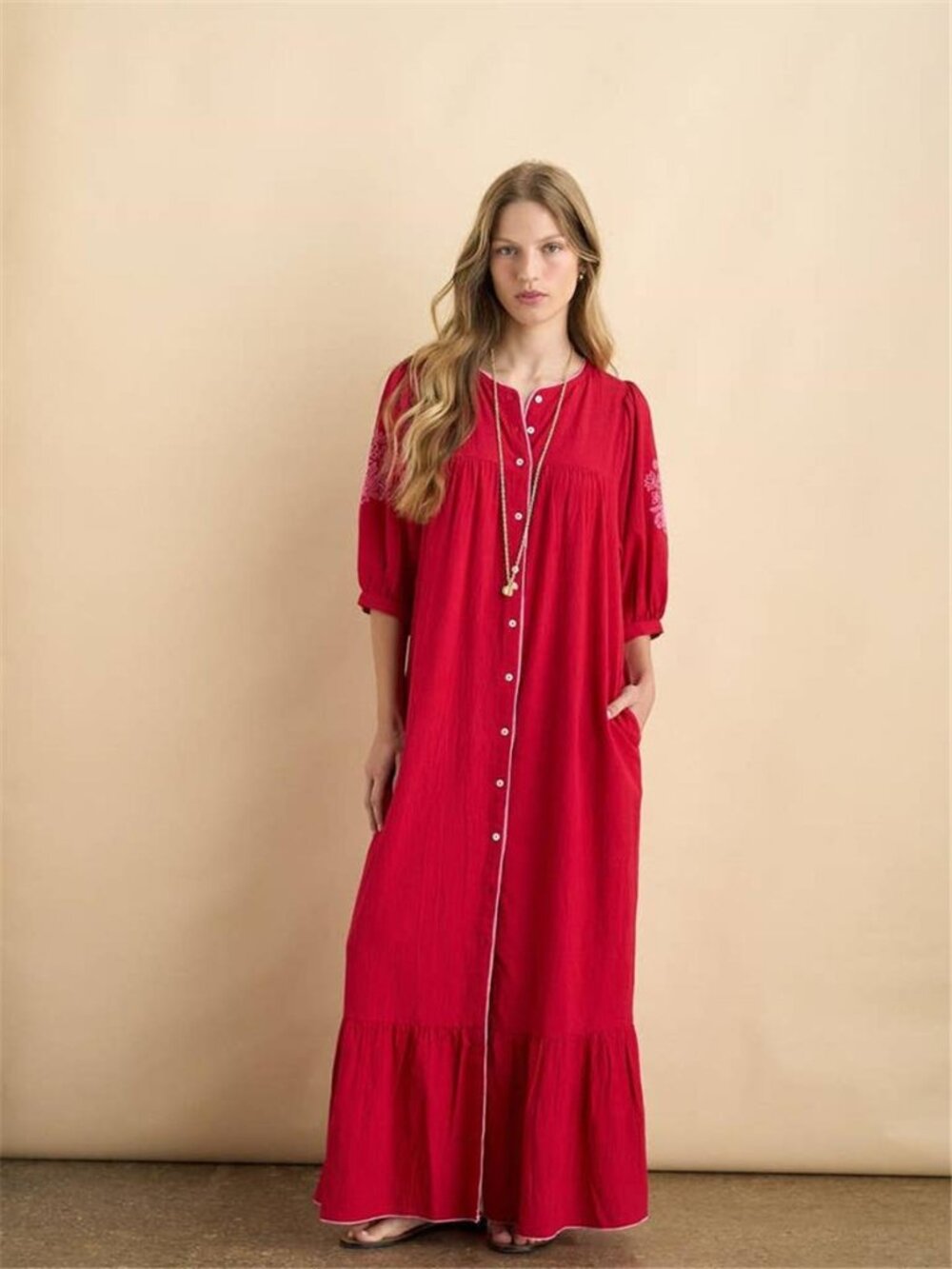 NEW - SONMER Sofia Red, Bohemian, Boho, Summer Casual Maxi Dress